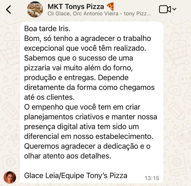 Depoimento Tony's Pizza — cliente da Agência Pocar