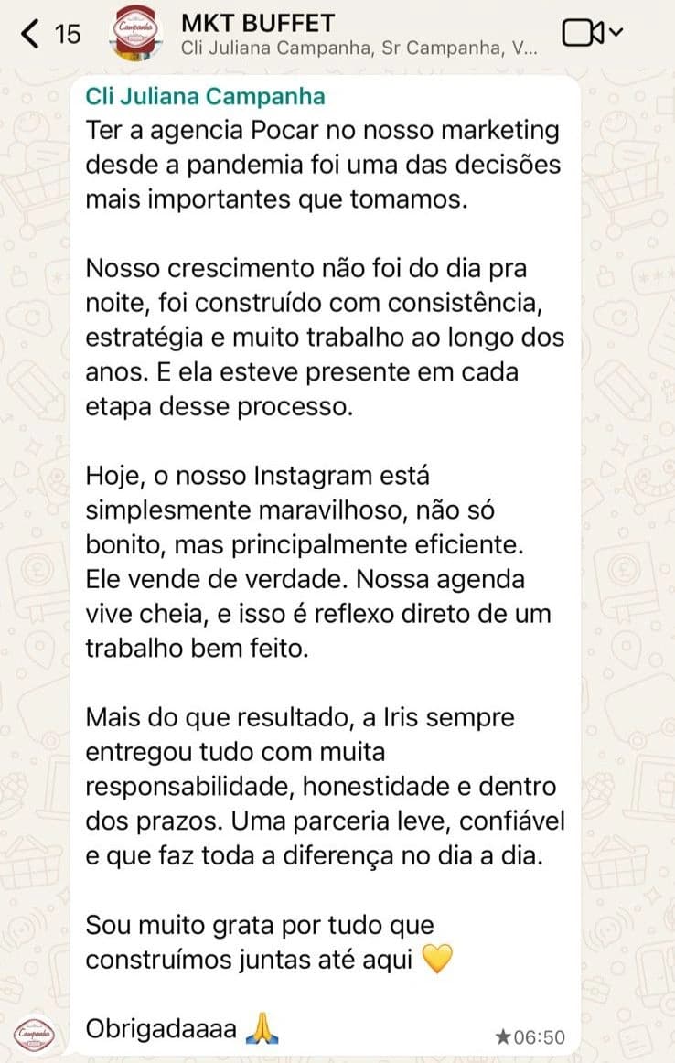 Depoimento Buffet — cliente da Agência Pocar